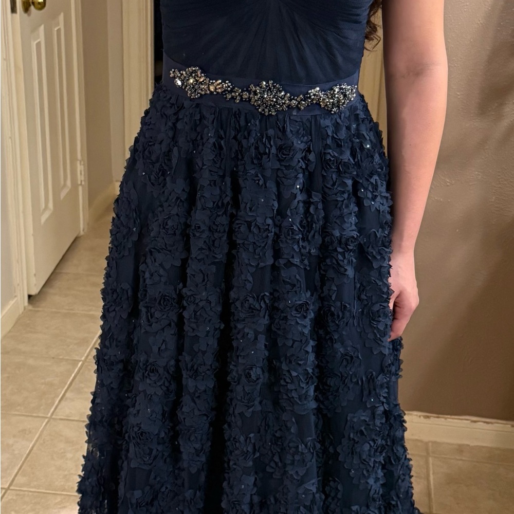 Adrianna Papell Navy Blue Embellished Floral New Maxi Dress